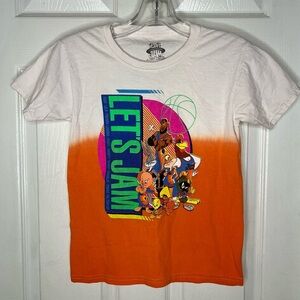 Space Jam Graphic T-shirt Youth Medium Ombre Orange Lola Speedy Porky Tweety 90s